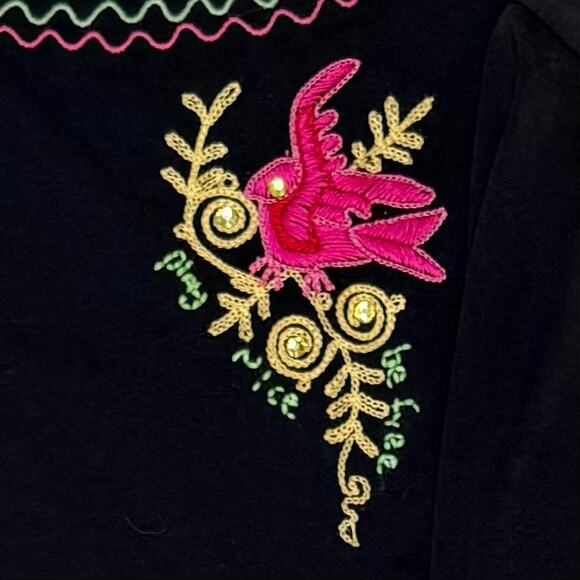 Double D Ranch Womens Black Embroidered Beaded Top Size Small Pullover - Picture 6 of 13